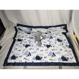 Just Born Gray Bear Plush Lovey Security Blanket Stuffed Animal Toy